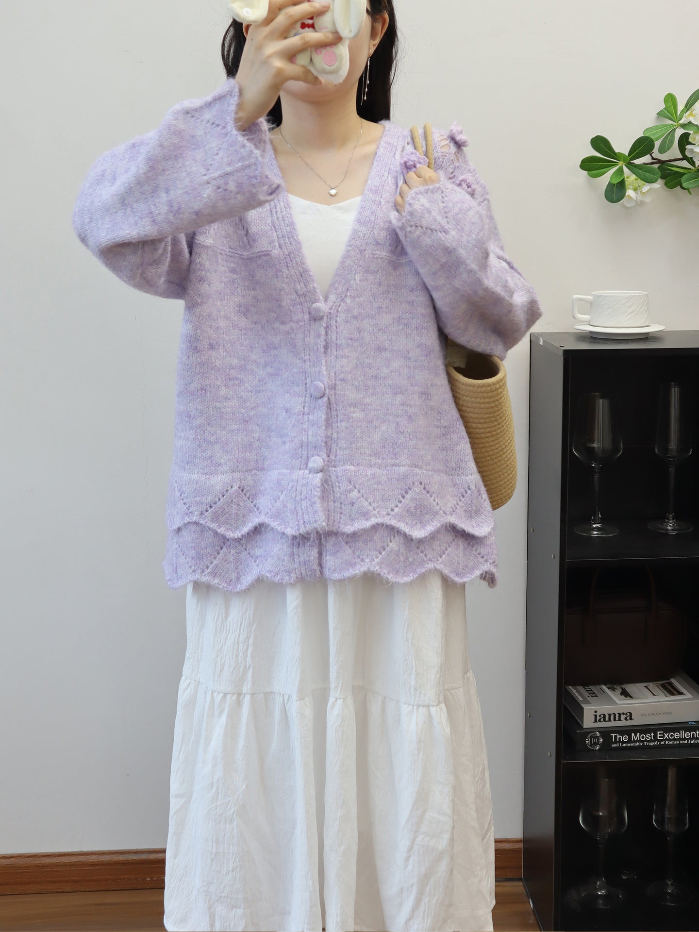 Design Sense Three-Dimensional Flower Knitted Cardigan Women's Sweet Soft and Loose Sweater Jacket