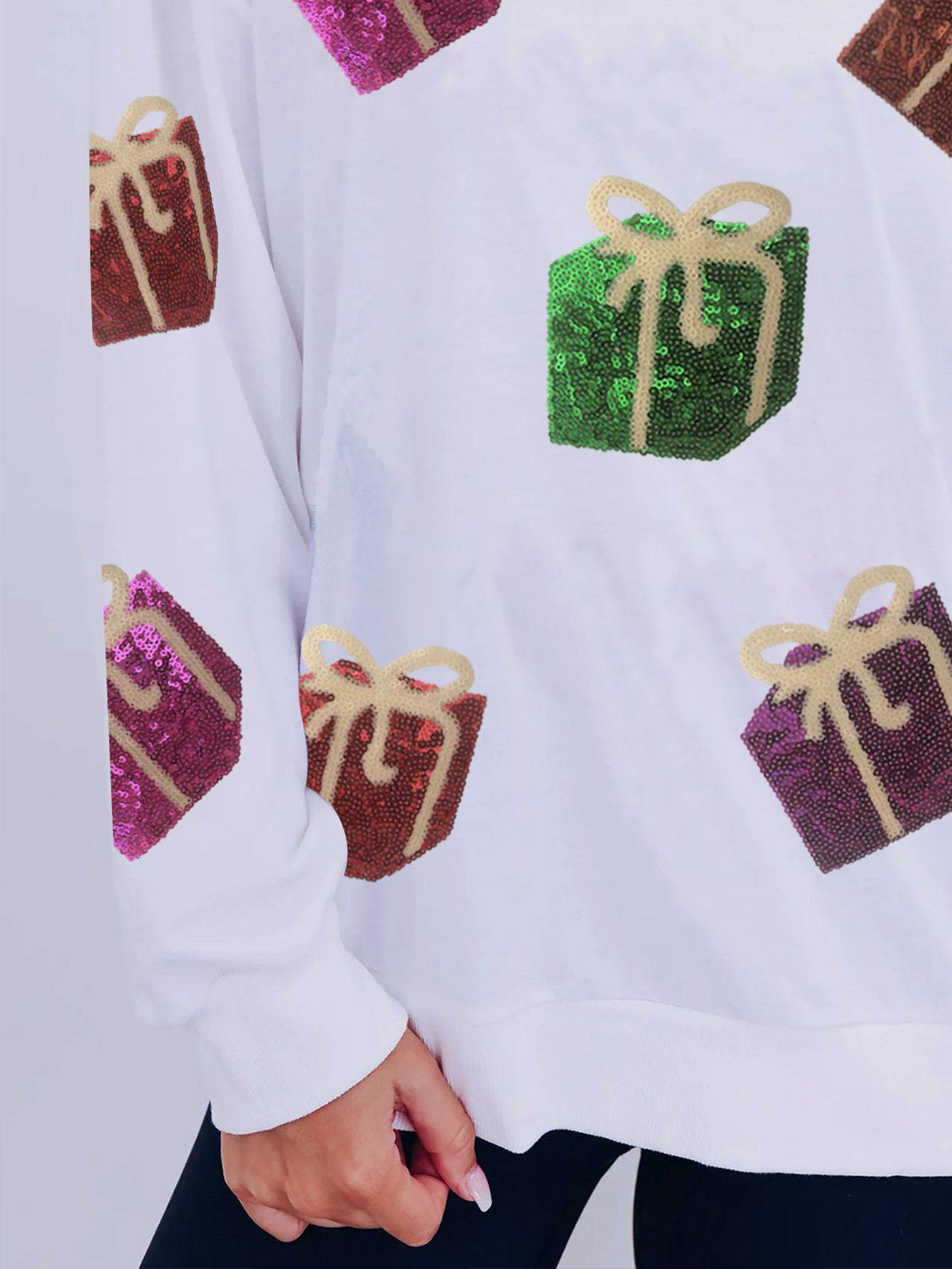 Autumn and winter women's Christmas gift sequined embroidered hoodie