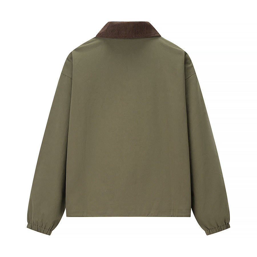 Splicing collar long sleeved zipper baseball jacket for women