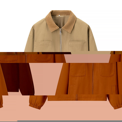 Splicing collar long sleeved zipper baseball jacket for women