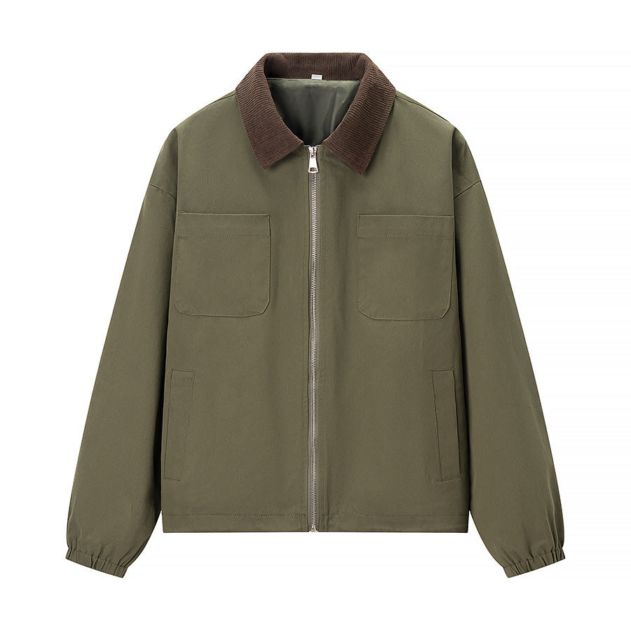 Splicing collar long sleeved zipper baseball jacket for women