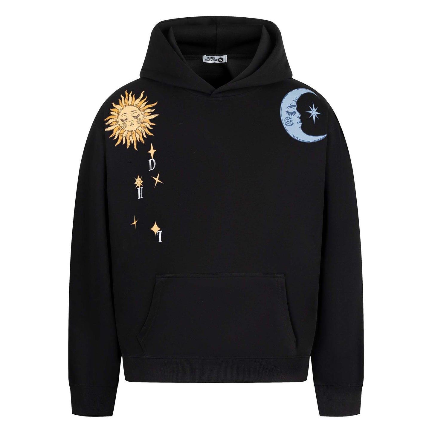 Style Sun and Moon Print Hooded Sweatshirt Unisex Loose Casual Versatile Jacket