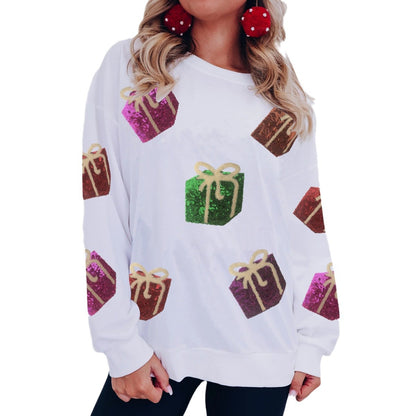 Autumn and winter women's Christmas gift sequined embroidered hoodie